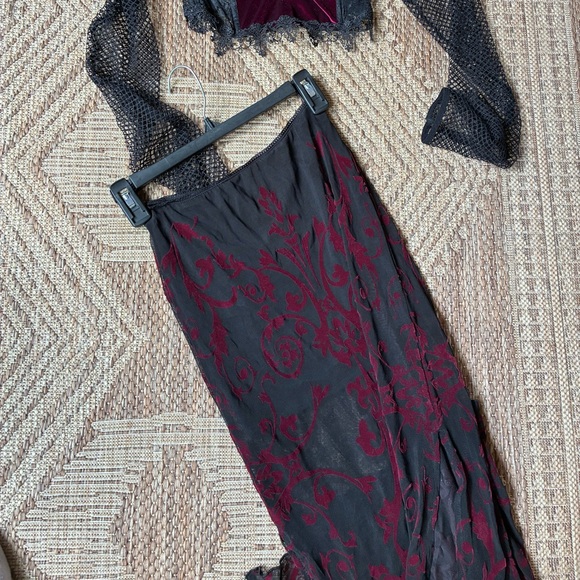 Dolls Kill Black & Burgundy Vampire Maxi Skirt Costume - Picture 3 of 10